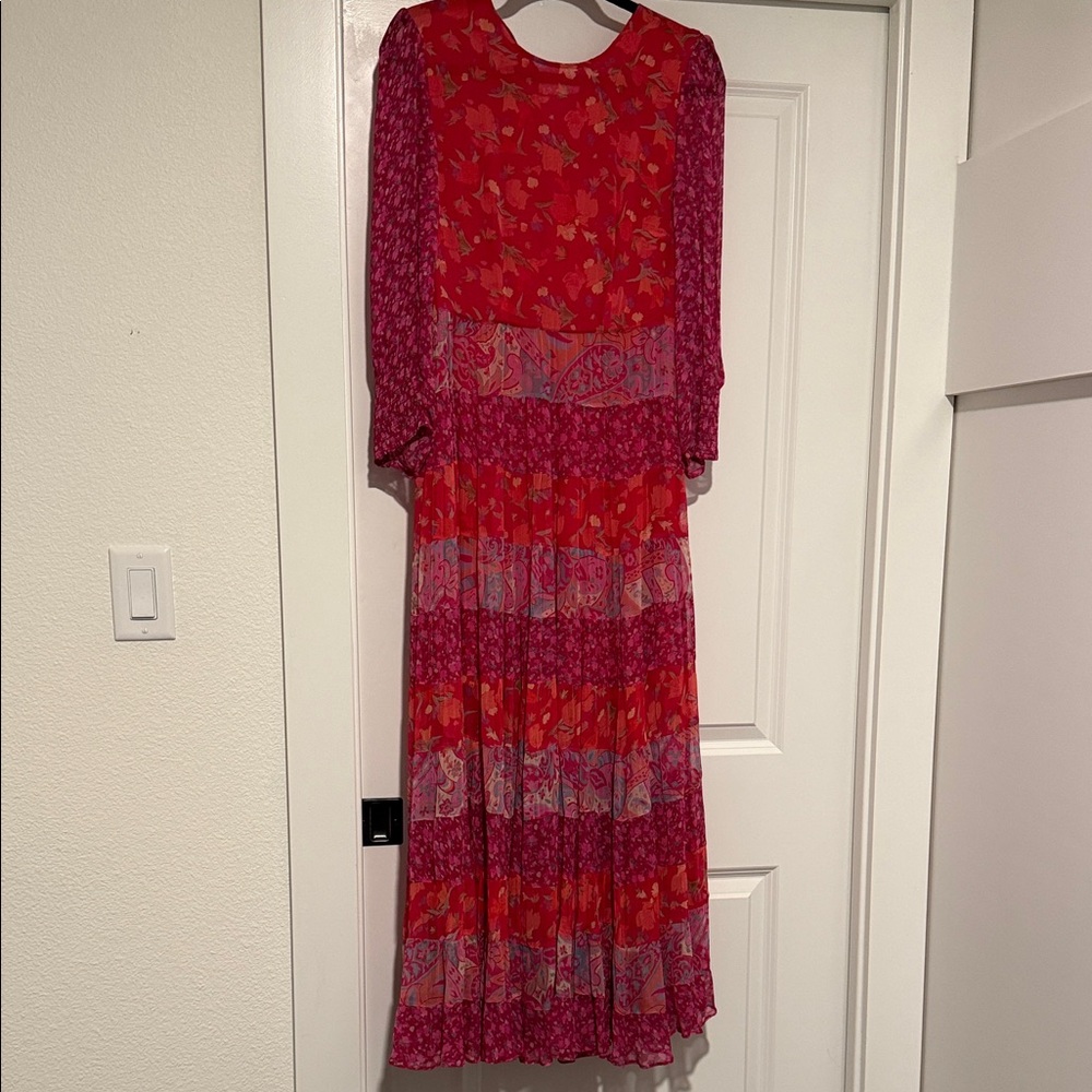 Rixo Red Floral Maxi Dress